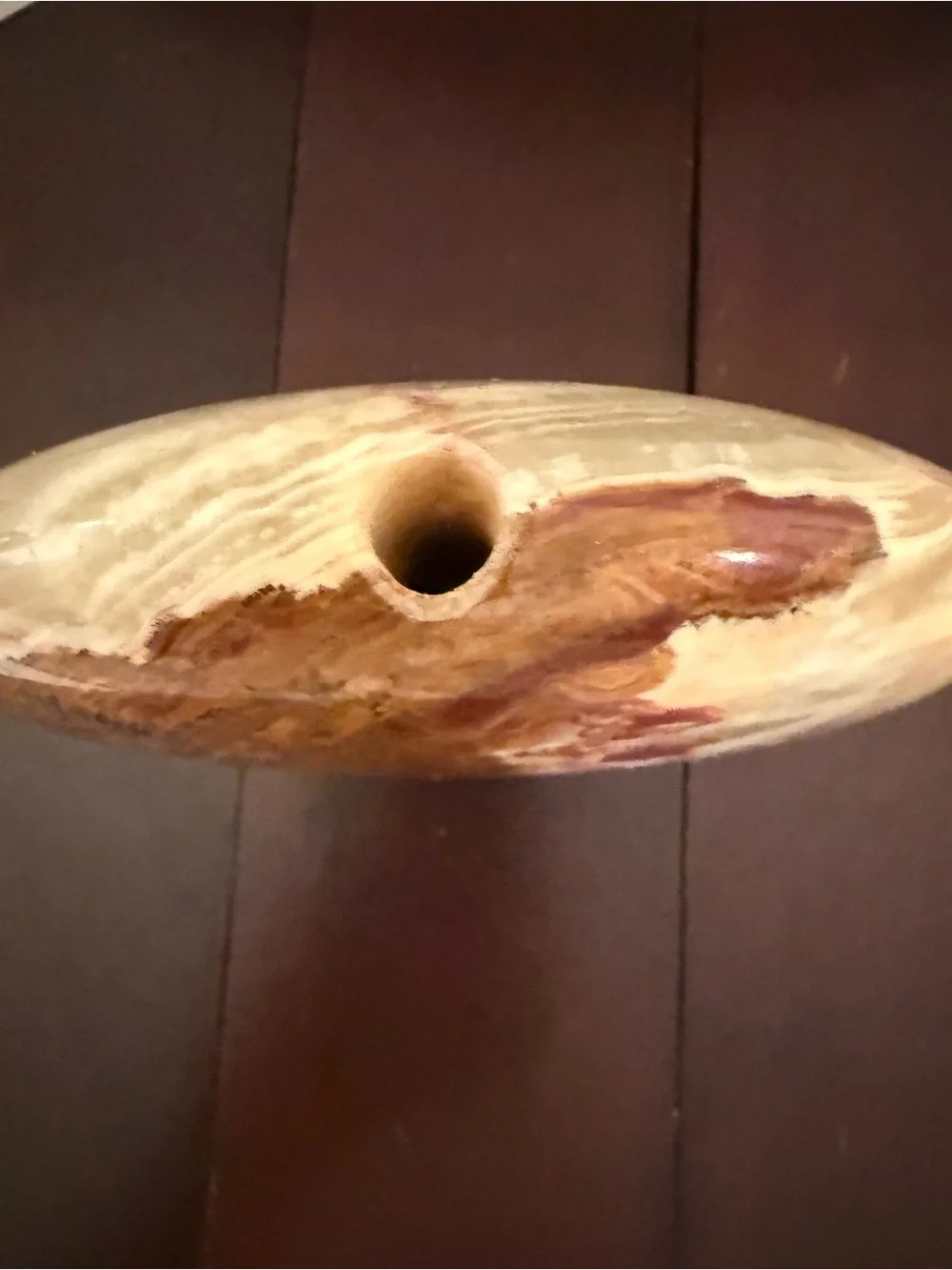 Vtg Natural Stone Onyx Jasper Disc Style Bud Vase
